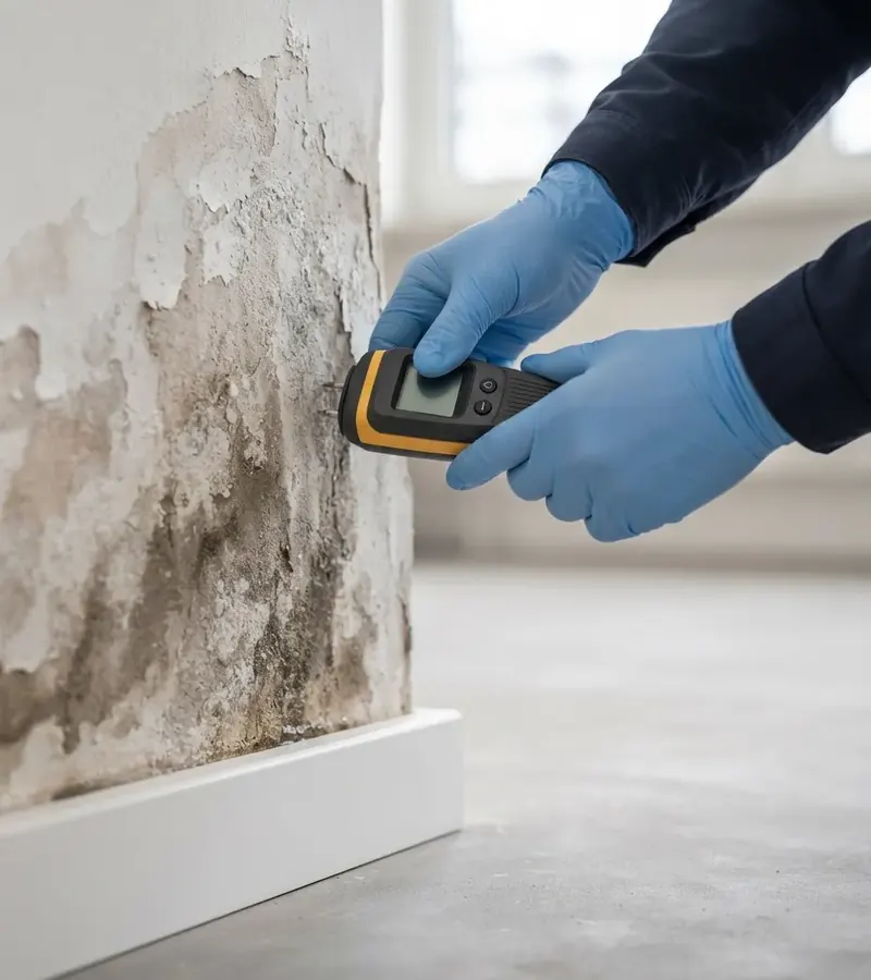 Muro con umidità di risalita e distacco dell'intonaco a Livorno